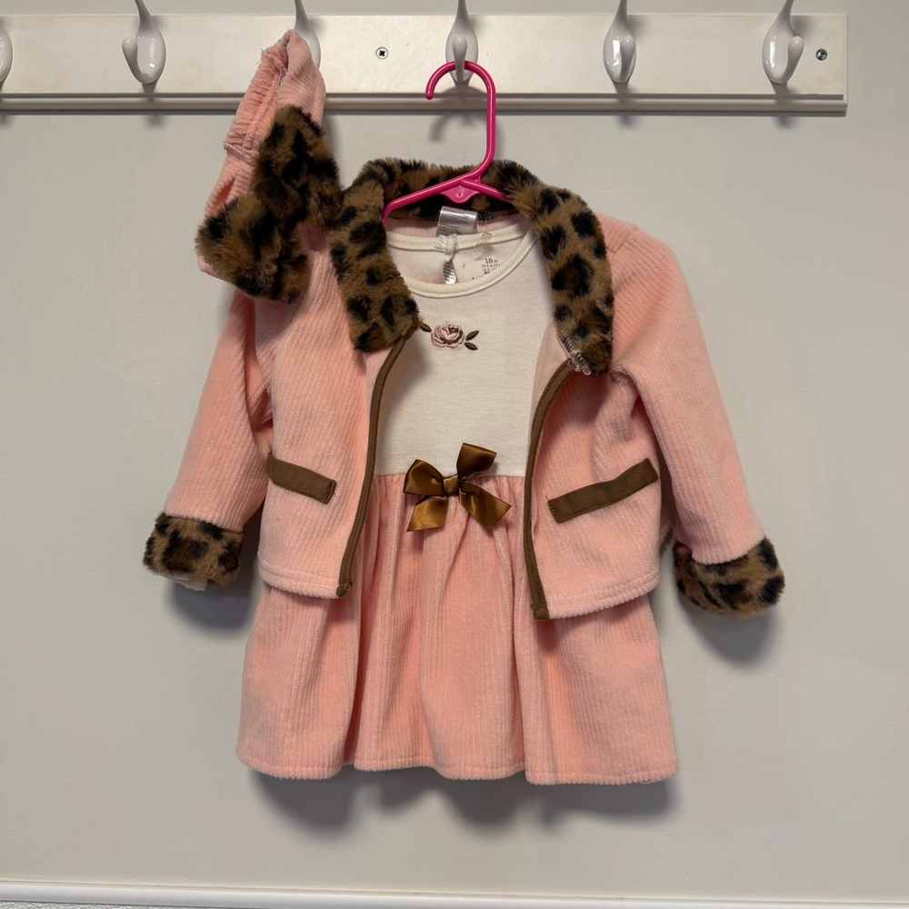 Baby Starters Girls Pink Corduroy Matching Set 18 Months leopard Headband - Picture 11 of 16